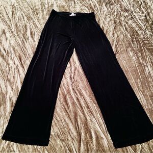 Coldwater Creek Women's Black Wide-Leg Stretch Pants Acetate Spandex Petite Med